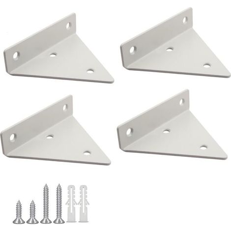 Floating shelf bracket kit, triangular metal bracket, floating shelf supports, invisible wall brackets with screws for living room, bedroom and bathroom decoration - White (1/5)