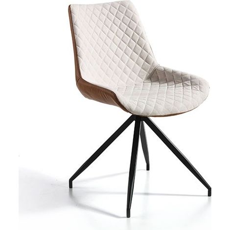 MOMMA HOME Set de 2 Sillas - Modelo Flori - Color Beige/Marron - Material Ecopiel/Tela - Medidas 48 x 62 x 87 cm (1/5)