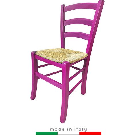 Sedia Venezia Color Fucsia dolce legno colorata terrazza giardino bar ristorante agriturismo albergo rustica paglia esterno (1/3)