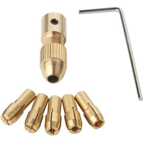 7 Pièces Mandrin Électrique pour Perceuse Miniature avec Clé Allen – Collet de Forage 3,17 mm (0,5–3 mm) pour Outils Portatifs (1/5)