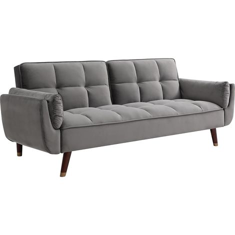 Divano letto 3 posti clic-clac in Velluto Grigio - GULCAN