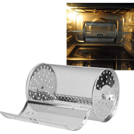 [Fryer Basket] [Cage Grill Rotatif 360°] [Baking Tool] [Rôtisseuse Amovible, Design Anti-déformation & Anti-rouille, Stérilisation Uniforme, Matériau en Acier Inoxydable, Taille 12x12x18cm, Incluant 1 (1/5)
