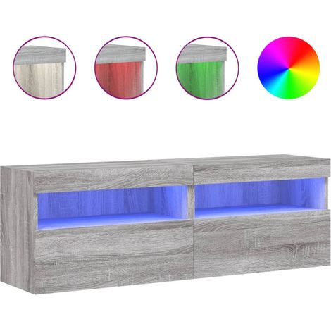 Maison Exclusive - TV-Wandschränke mit LED-Leuchten 2 Stk. Grau S (1/5)