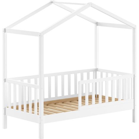 Lit Cabane Enfant "Dallas" 70x140cm Blanc