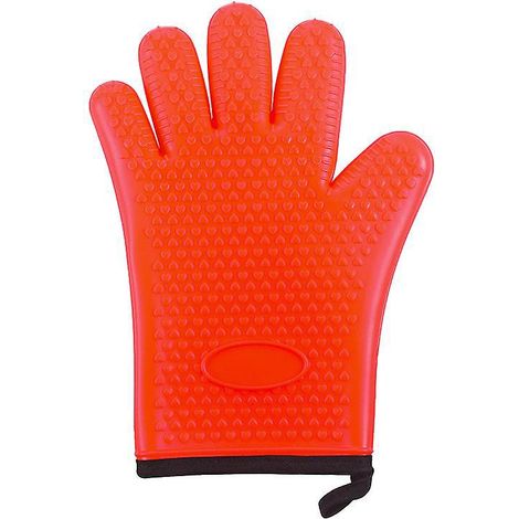 1 Paire Rouge Gants De Cuisine Silicone Et Coton Double Couche Gants De Bbq Rsistants La Chaleur/gants De Cuisson/gants De Four/porte-casseroles (1/5)