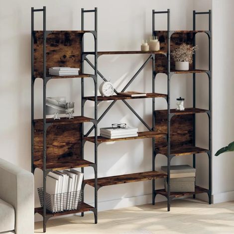 vidaXL Bücherregal Eiche Rauch 155,5x24x166,5 cm Holz (1/3)