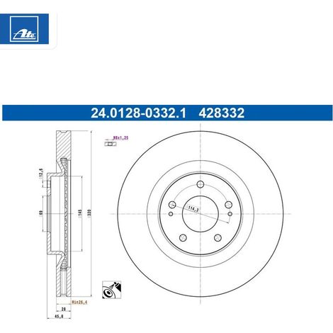 Lot de 2 Disques de frein ATE 24.0128-0332.1 MITSUBISHI 4615A230