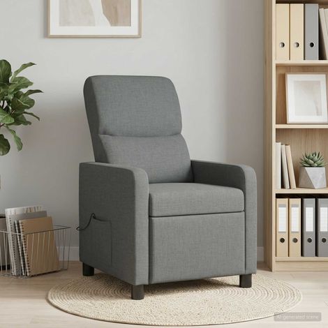 vidaXL Fauteuil de massage inclinable Gris foncé Polyester (1/5)