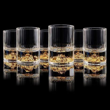 Verres à shot en cristal 45ml avec design montagne 24K, lot de 6 (1/5)