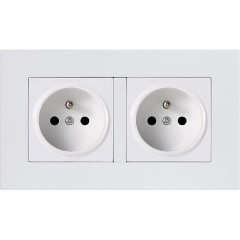 2P+T 16A pre-wired double socket, white (1/4)
