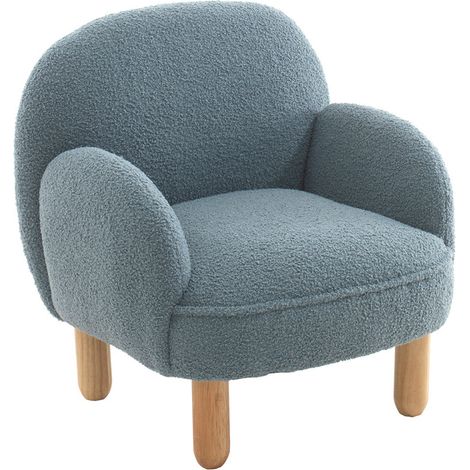Mini fauteuil tissu bouclé Vipack Rocky Bleu (1/5)