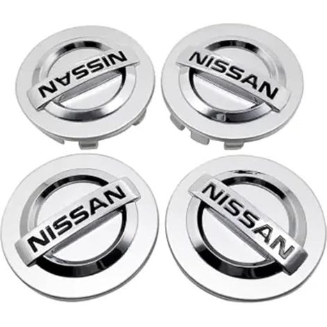 Quatre enjoliveurs de roue argentés de 60 mm/2,36 pouces, compatibles avec Nissan (60 mm argenté).