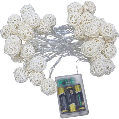Guirnalda de luces de ratán, funciona con pilas, decoración para interiores y exteriores, patio, jardín, balcón. (1/5)