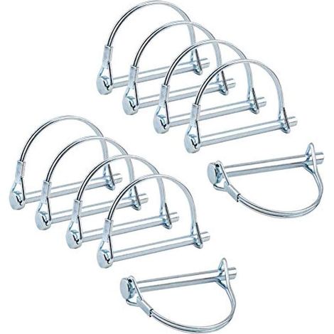 10pcs Safety Hitch Pin Locking Axle, 1/4 Inch PTO Lock with Round Retaining Wire for Farm Trailer Lawn Garden (1/5)