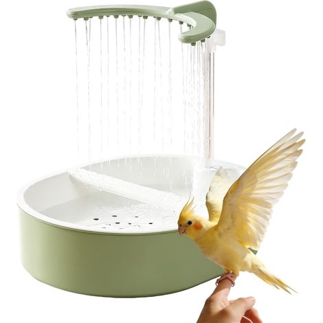 Fontaine Douche Oiseau Grande USB Antidérapante Fontaine de bain-douche intérieur pour perroquet Pour pinsons, inséparables, cacatoès, calopsittes, intérieur/extérieur (1/5)