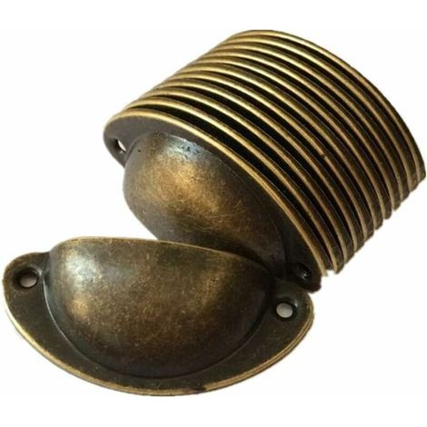 12pcs Vintage Coquille Fer Poignée Porte Cabinet Meuble Bouton Tiroir Placard Tirer Avec Vis 8,2 cm x 3,5 cm Laiton Antique (1/5)