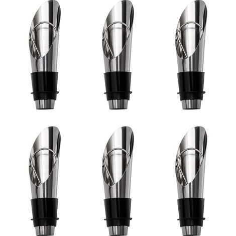 Bouchons et becs verseurs à vin - Bouchons et becs verseurs à vin en acier inoxydable - Bouchons à vin hermétiques - Becs verseurs à vin, lot de 6 (1/5)