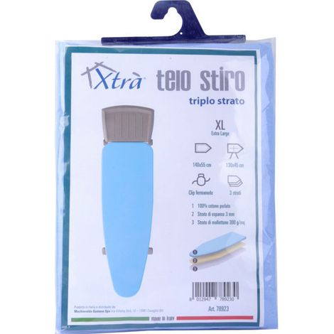 Funda de tabla de planchar de 3 capas con clip 140x55 Xtra 09902