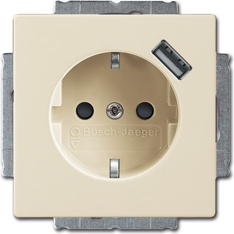 Busch-Jaeger Schuko/USB-Steckdose elfenbeinweiß 20 EUCBUSB-82 (1/2)