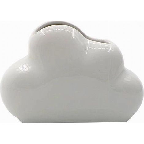 Cleafe - Porta Spazzolini Bicchiere Dentifricio Bagno Ceramica Bianca Forma Nuvola 79937 - (1/3)