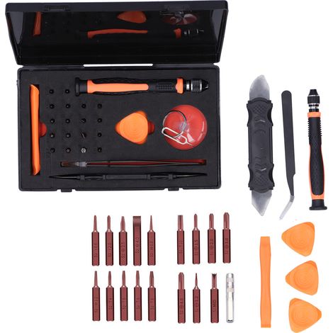 Kit de réparation de 26 pièces comprenant un tournevis multifonction, un pied-de-biche et une ventouse. (1/5)