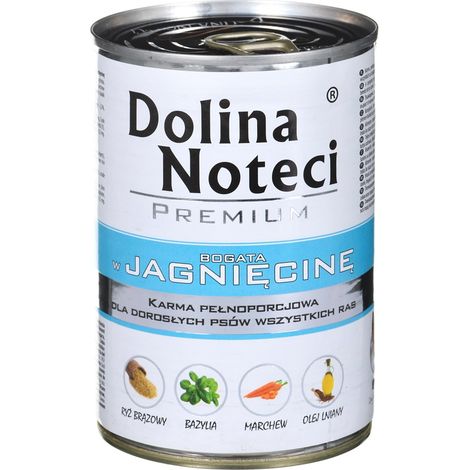 Nourriture humide pour chiens adultes Dolina Noteci Premium Agneau (boîte de 24 x 400 g) (1/3)