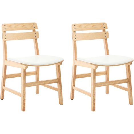 Wahson Esszimmerstühle 2er Set, Küchenstuhl Holz Wohnzimmerstuhl mit PU Lederpolster ergonomisches Polsterstuhl für Küche Esszimmer, Beige (1/5)