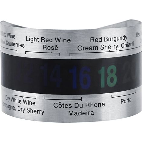 Weinthermometer aus Edelstahl mit LCD-Anzeige, Temperatursensor für Bier- und Rotweinflaschen, praktischem Handgelenkband, Verkostungszubehör (1/5)