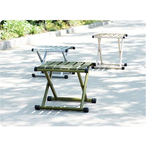 Tabouret Pliant - Cadre Métallique En X - 32 x 27 x 32 Cm - Pour Extérieur Camping Randonnée - 1 Pièce (1/5)