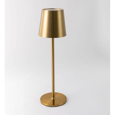 Sklum – Lampe de table LED sans fil dorée – Fer résistant – Autonomie 9-10h – Base tactile pour éclairage réglable (1/5)
