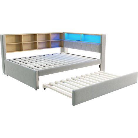 GagaCanapé-lit 140 x 200 avec lit gigogne 90 x 190, LED (1/5)