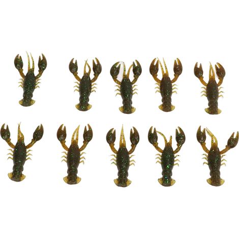 Lot de 10 leurres souples de pêche, imitation écrevisse, en PVC, pour la pêche à la perche, vert. (1/5)