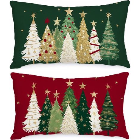 Housses de coussin de Noël – Lot de 2 – 30 x 50 cm – Motif décoratif – Sans garniture – Pour canapé, fauteuil et décoration du salon (1/5)