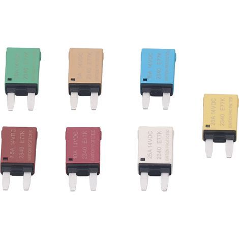 Disjoncteur à réinitialisation automatique, ensemble de 7 pièces, 5A 7,5A 10A 15A 20A 25A 30A ATC ATO, fusible à lame pour voiture bateau RV 14VDC (1/5)