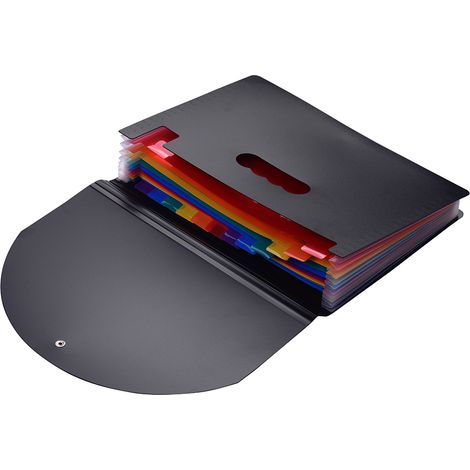 Classeur extensible à accordéon 12 compartiments, couleurs arc-en-ciel, format A4, avec couvercle, organiseur de reçus, guide de classement et étiquettes pour la maison, l'école ou le bureau. (1/4)