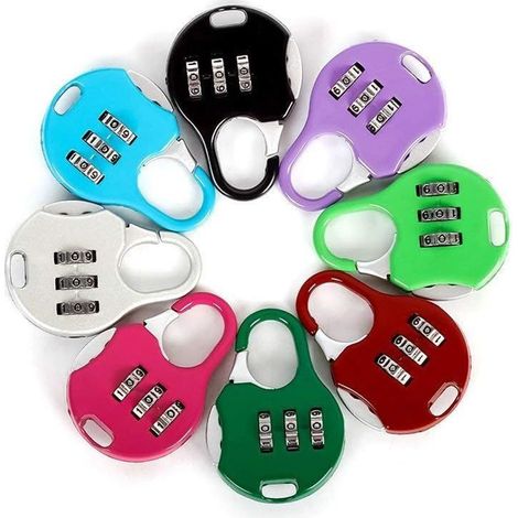 Aibada Lot de 6 mini cadenas à combinaison réinitialisable à 3 chiffres, pochettes de voyage (1/5)