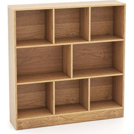 Bibliothèque naturelle à 8 cases en MDF avec étagères ouvertes et kits anti-basculement pour salon chambre et bureau (1/5)