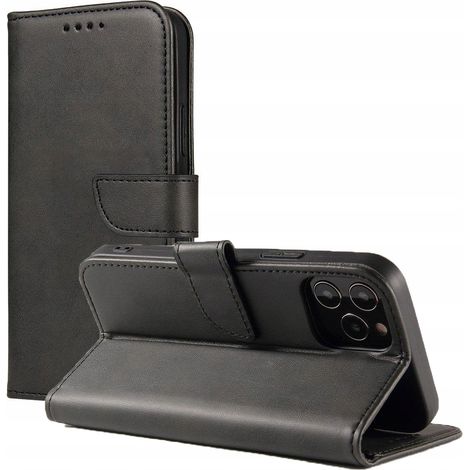Custodia magnetica elegante con patta e funzione di supporto per Poco M4 Pro 5G nera (1/5)