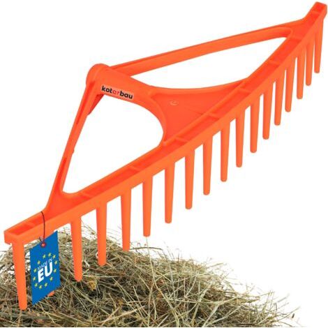Rateau Jardin - Rateau à Feuilles - Plastique - 64 cm - Orange - 18 Dents - sans Manche - Outil Jardinage Léger - Ramasse Herbe - Gazon - Branches Déchets-NANOTEH (1/5)