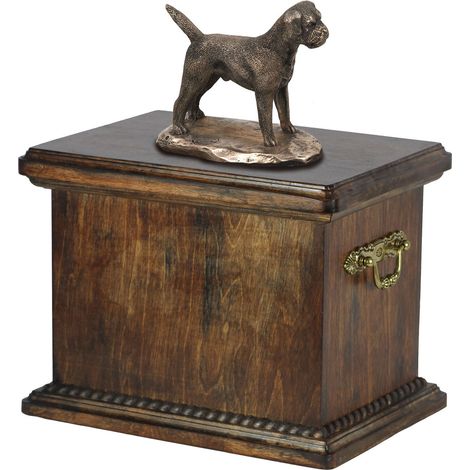 Urne funéraire pour Border Terrier, ornée d'une statuette, élégante urne de style classique signée Art-Dog (1/5)