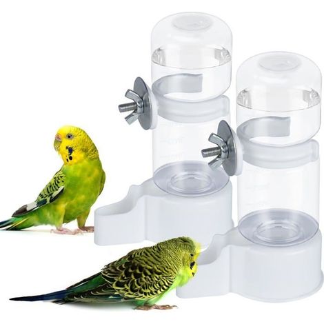 2 abreuvoirs/mangeoires pour oiseaux de 140 ml - Blanc, 13.4 x 5.5 cm, épais et résistant, faciles à installer et à retirer (1/5)