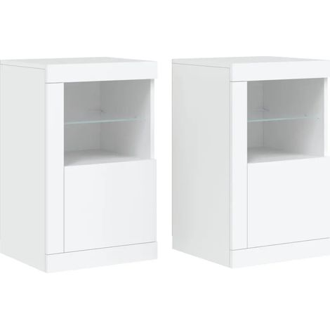 Set di 2 armadietti laterali con illuminazione LED 41 x 37 x 67 cm spazio di archiviazione di tendenza in legno bianco 020049364