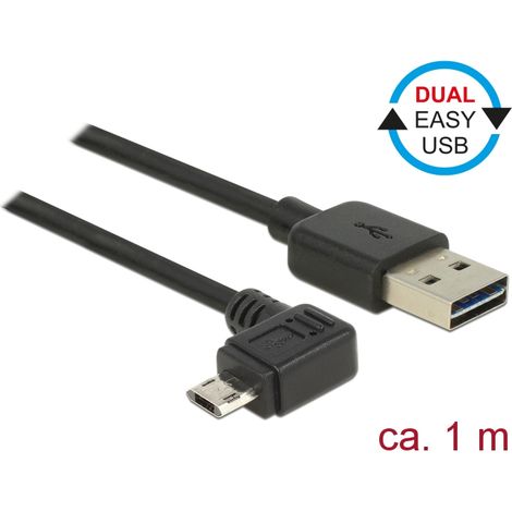 Kabel easy usb 2.0-a  easy micro-b links/rechts gewinkelt stecker/stecker 1 m delock