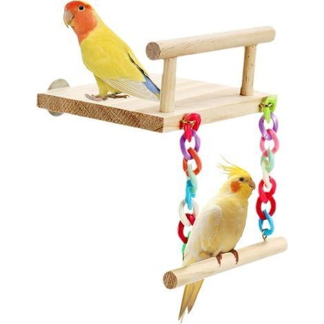 1 Perchoir Oiseaux, Balançoire Bois, Jouet À Mâcher, Accessoire Cage, Pour Perruches Calopsittes (1/5)