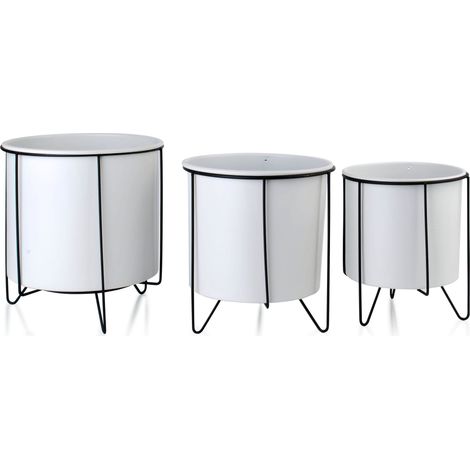SWEN BIANCO&NERO Set di 3 coperture su supporto 21,5 x 23/18 x 20/16 x 19,5 cm