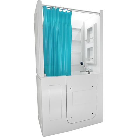 Seniorendusche und Sitzwanne Kombination Wanne mit Tür S08D-A-L 68x110x205cm