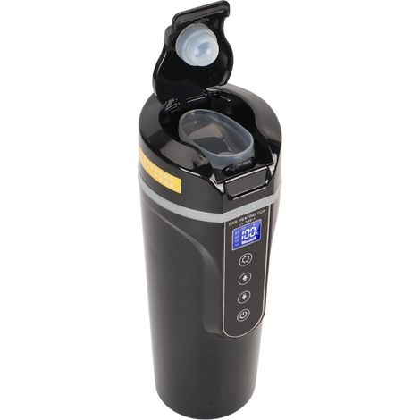 Bouilloire électrique de voyage 500 ml, noire, affichage de la température de l'eau, 96 W, 12 V/24 V, tasse chauffante pour voiture (thé/café). (1/5)
