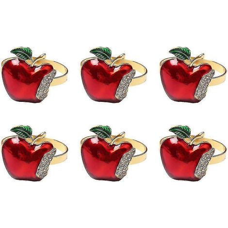 Ronds de serviette rouges (lot de 6) pour mariage, Noël, anniversaire (1/5)