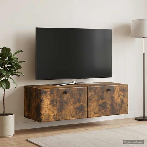 Wandmontierter TV-Schrank 98 x 41 x 30 cm Geräucherte Eiche (1/5)
