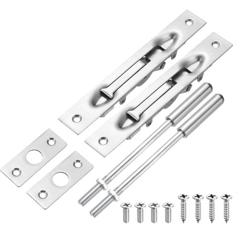 2 Pack Verrou Encastré À Tige Avec Prolongateur, 6 Pouces Verrou Encastré En Acier Inoxydable Pour Portes, Dissimulé Pour Portes Double Françaises, (1/5)